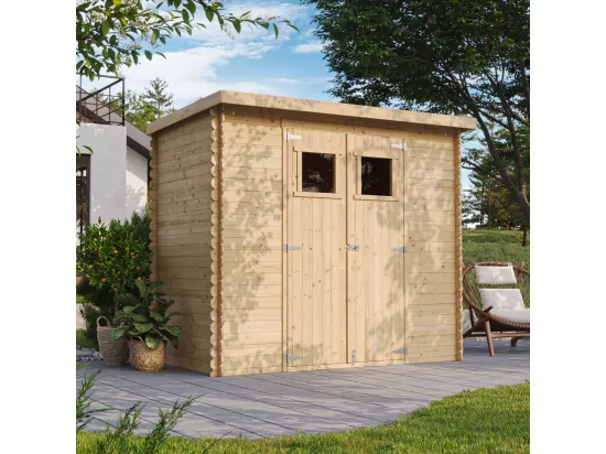 TIMBELA M310+M310G Abri de jardin en bois AVEC SOL TRAITÉ - l239xL142xH200cm/2.63 m2