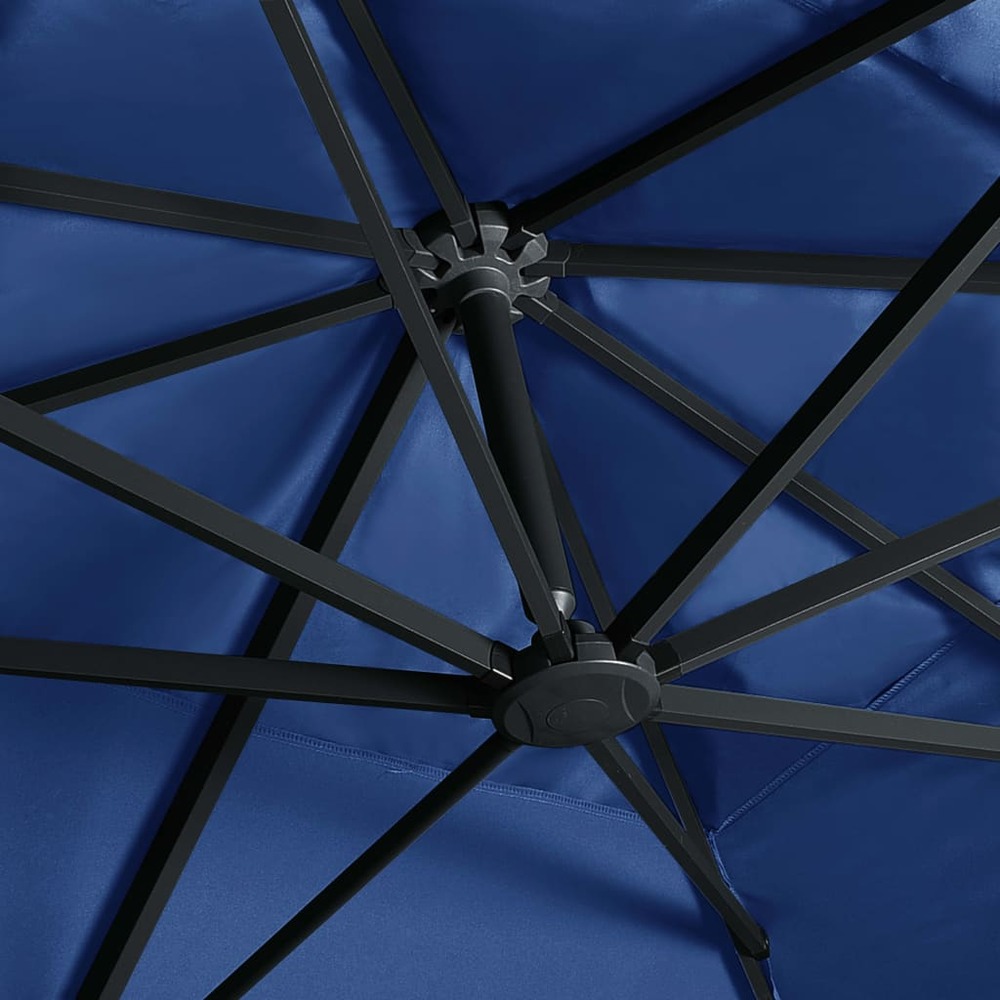 Parasol déporté avec lumières led aluminium 400 x 300cm bleu