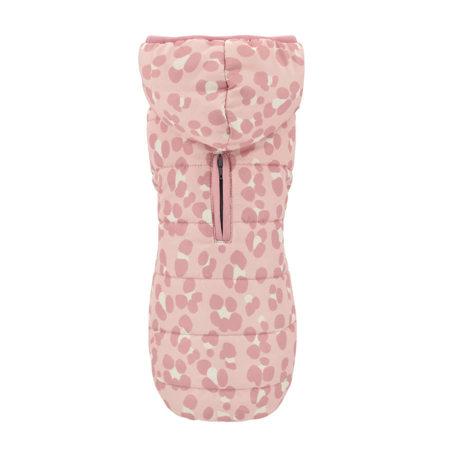 Jaqueta com capuz rosa leopardo da Nayeco para cães