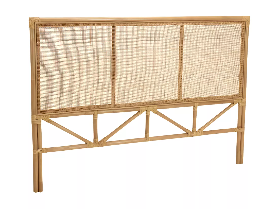 KALLY - Tête de lit rect. 140/160cm 'cannage' rotin couleur brun miel