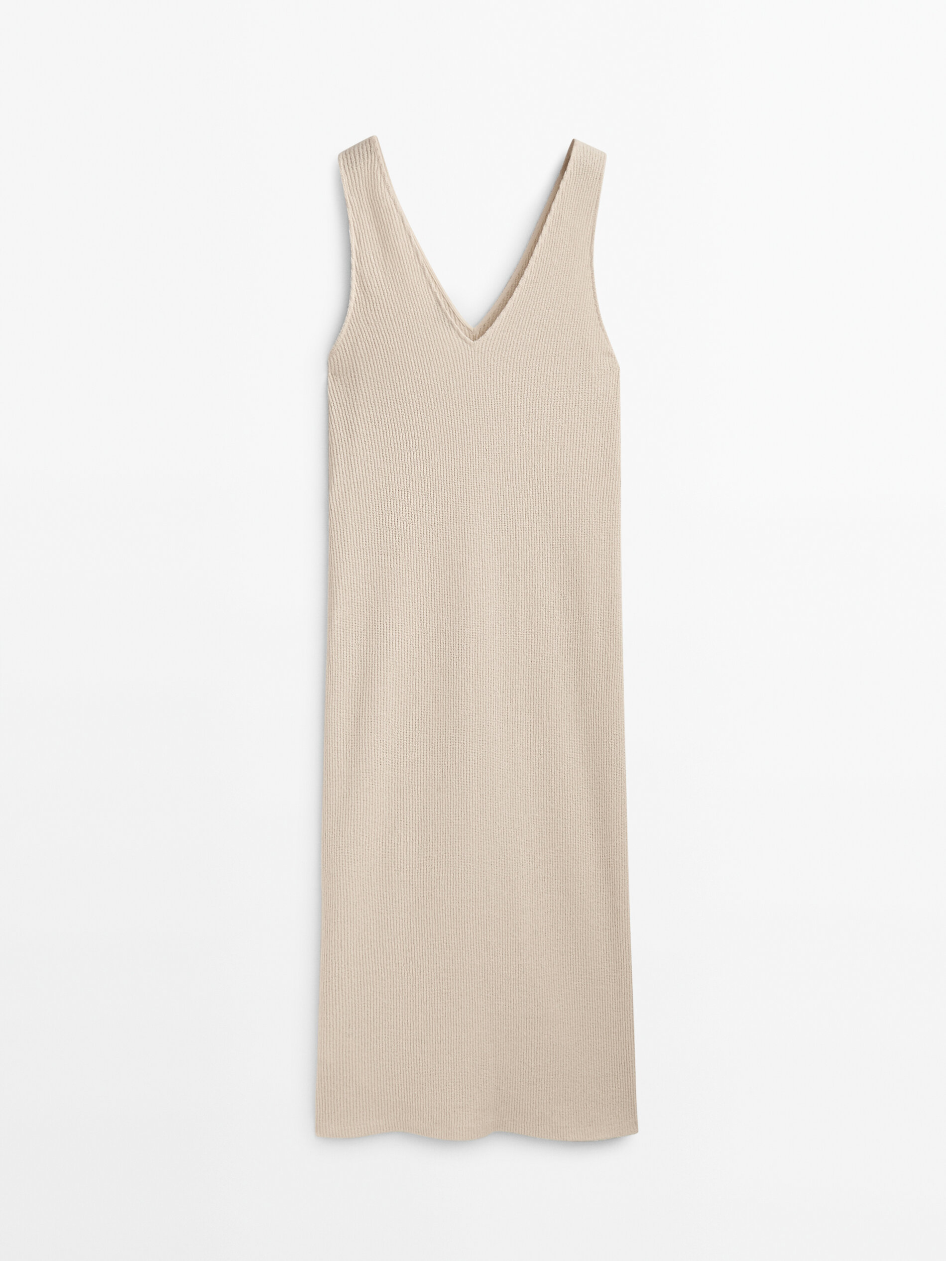 Vestido estruturado com decote em V e fenda - RAW