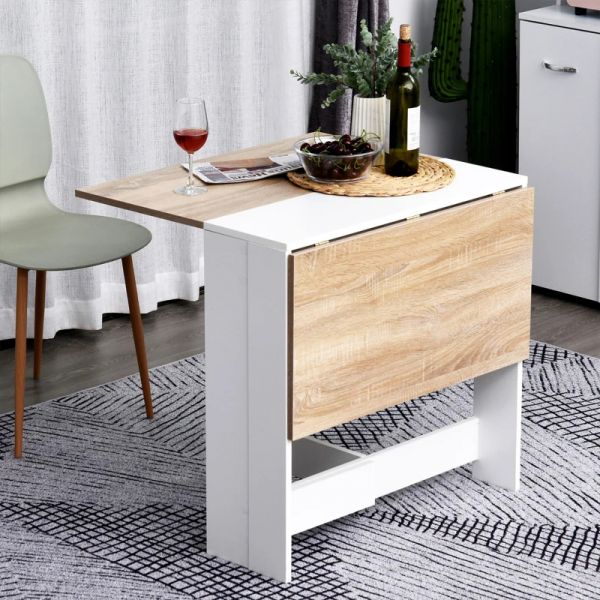 HomCom Mesa Dobrável com 2 Abas Rebatíveis 103x76x73,5cm