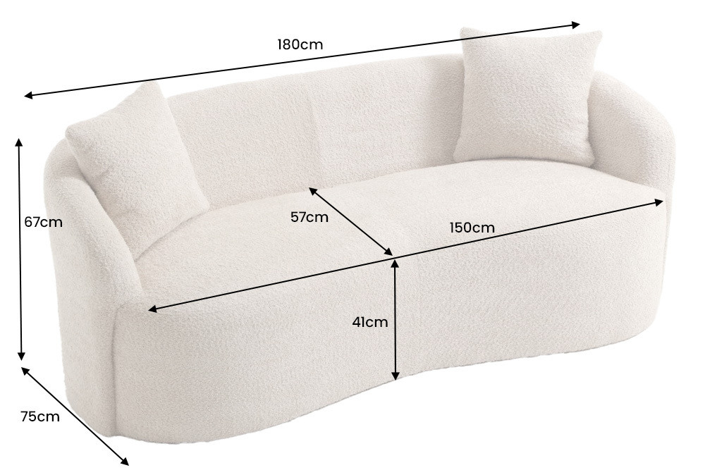 Extravagantes Sofa ELEMENTAL 180cm champagner beige Feinstrick Bouclé 2-Sitzer