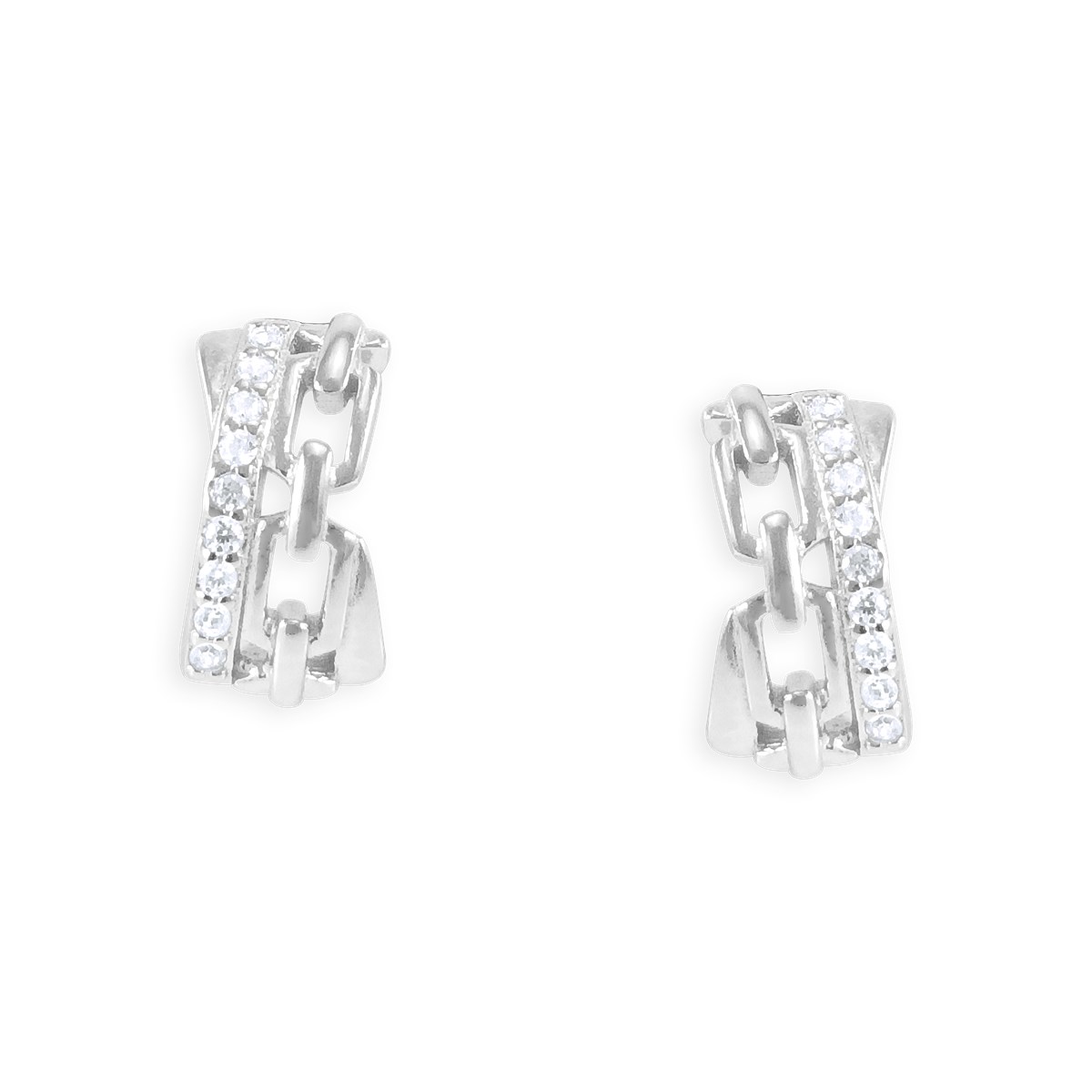 Boucles d'oreilles en argent 925 rhodié avec oxydes de zirconium
