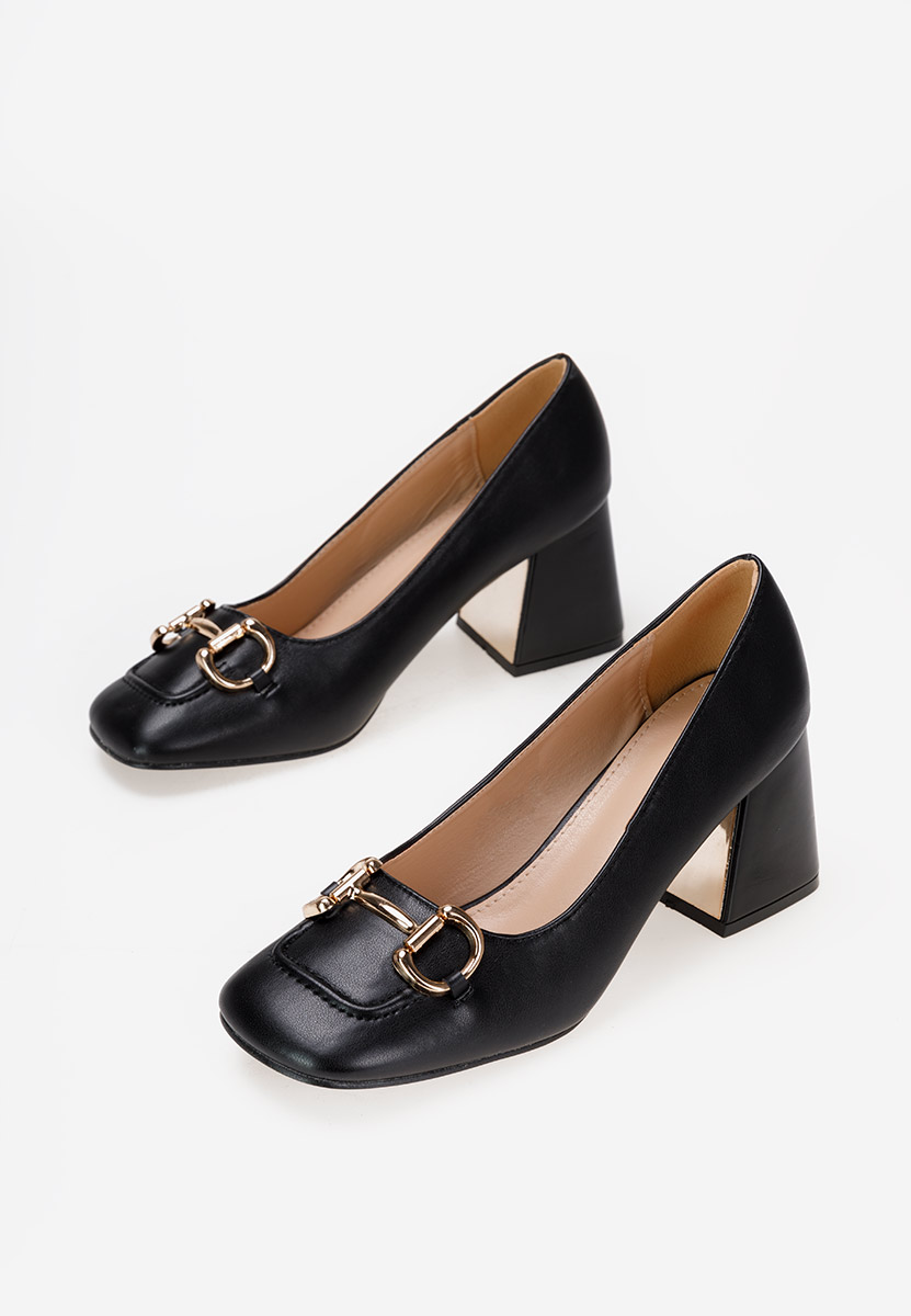 Chaussures à talon épais noirs Lexy
