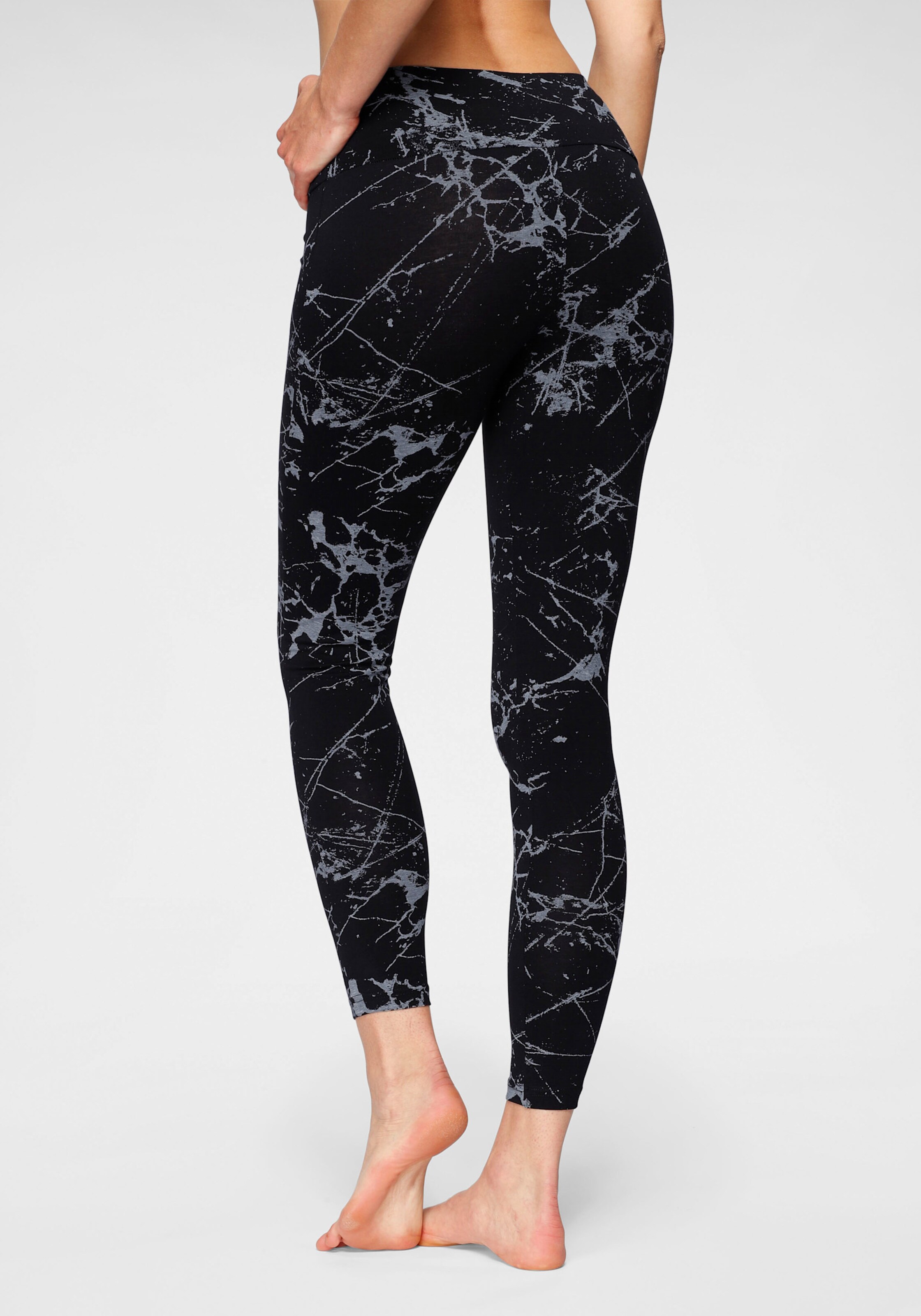 H.I.S Leggings in schwarz-bedruckt, schwarz-uni