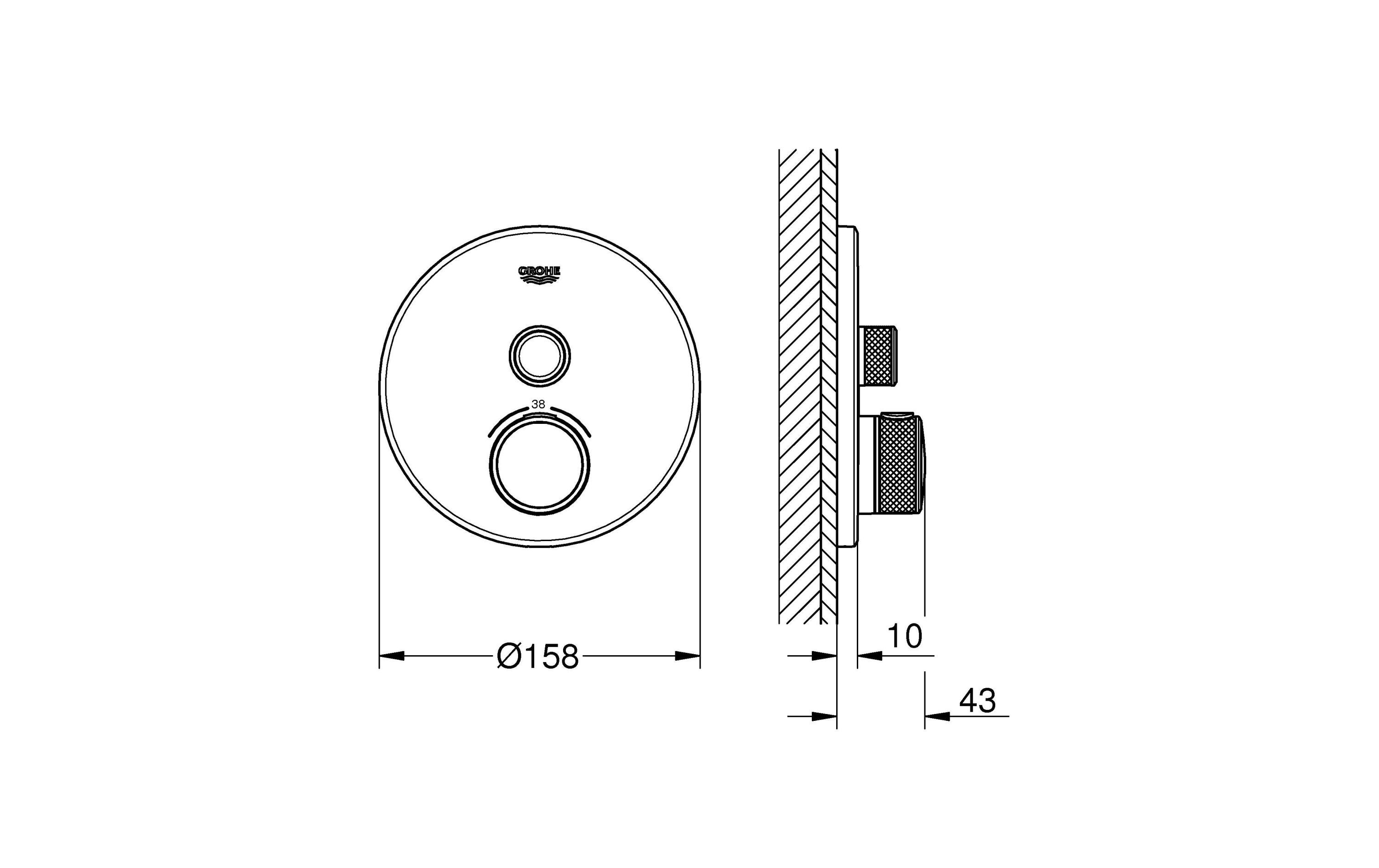 Duscharmatur Grohtherm SmartControl 43 mm, Chrom<br>Thermostat mit einem Absperrventil