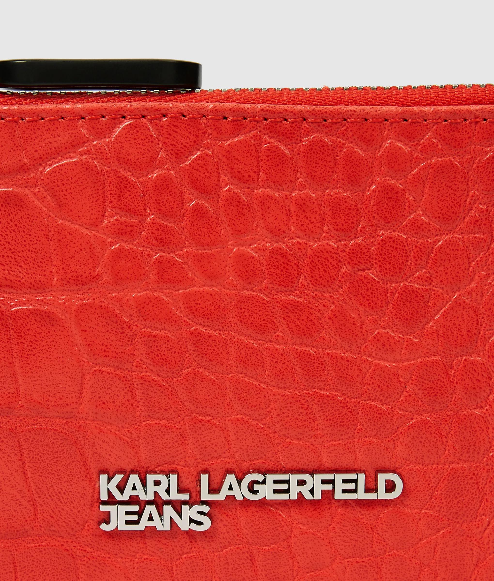 Kaarthouder in croco look met metalen logo