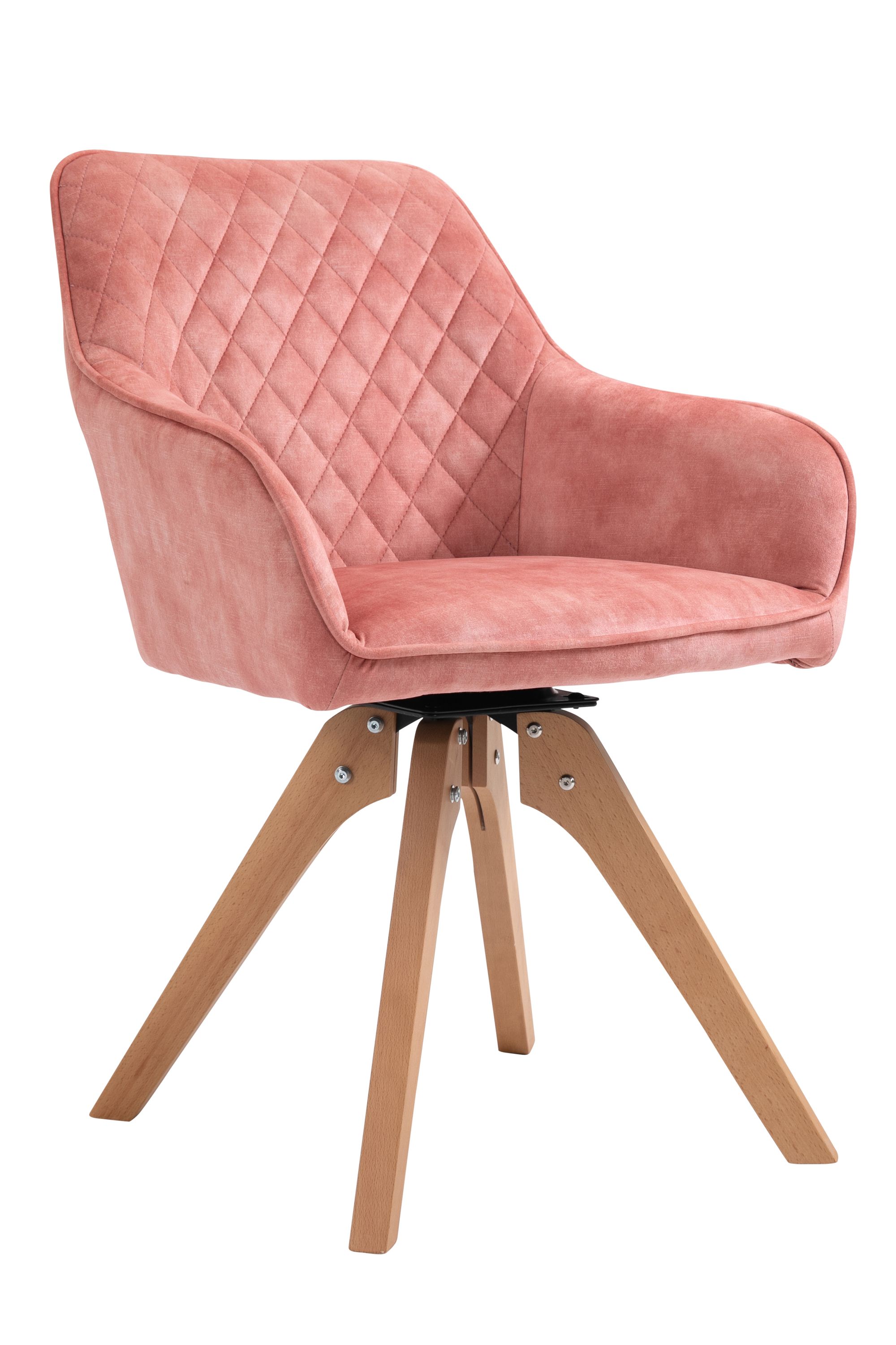 Armlehnstuhl Vintage Samtvelours rose Esszimmerstuhl Wohnzimmer Polster Stuhl