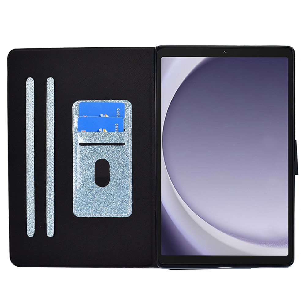 Samsung Galaxy Tab A11  Plus / A9  Plus Leder Tasche Flip Cover mit Glitzer Optik - Blau