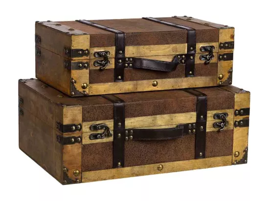Valise en bois marron 45x31x17/40