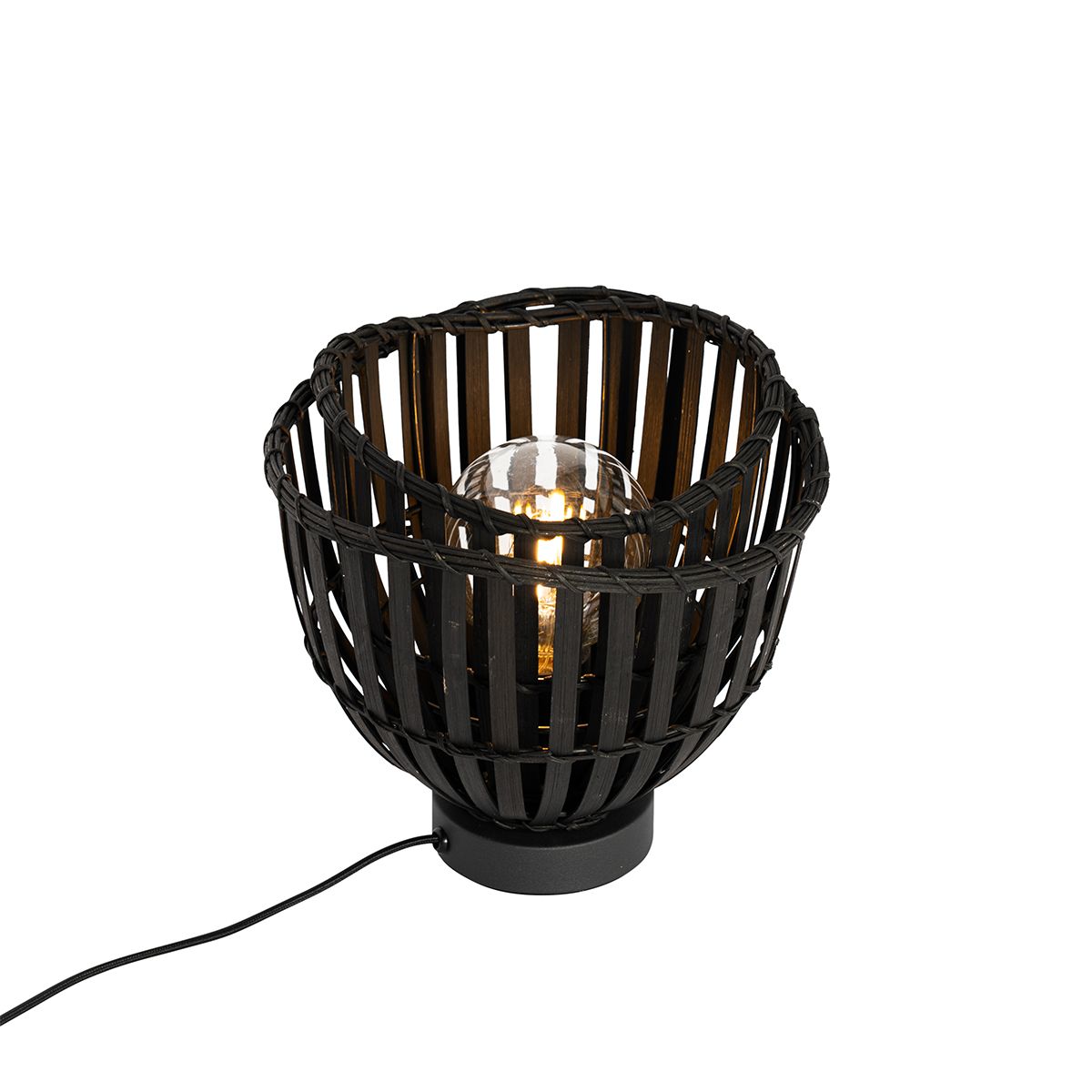 Oosterse tafellamp zwart bamboe 25cm - Pua
