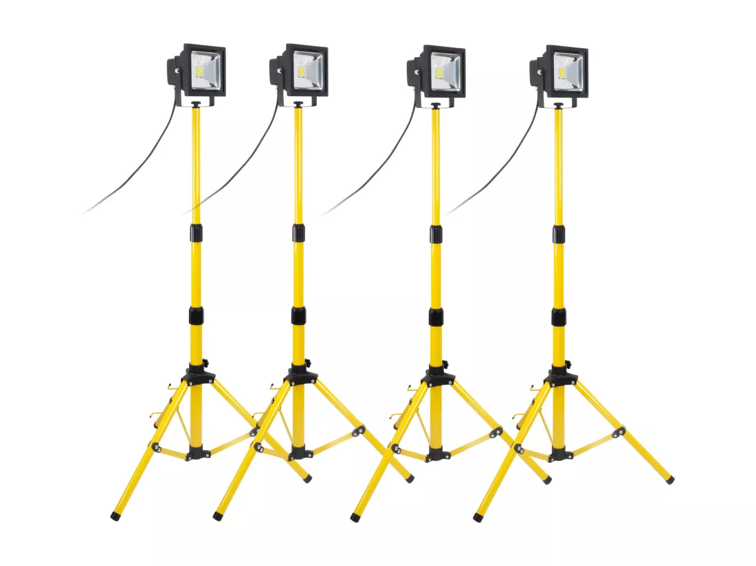 Lot de 4 Projecteurs LED 20W Jaune Chantier - IP65 - Zenitech