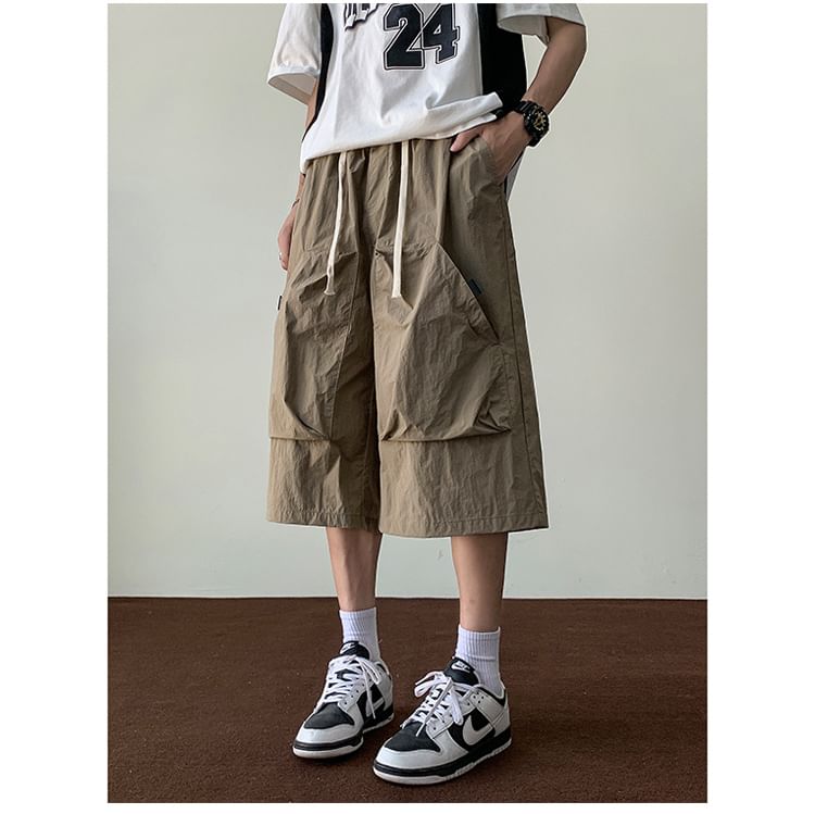 farrahces - Effen cargoshorts met trekkoordtaille