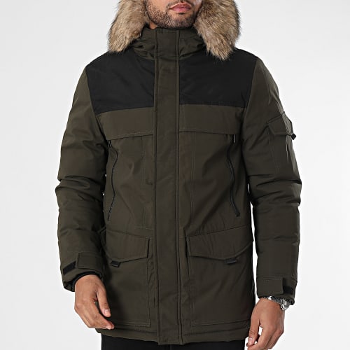 Parka Capuche Fourrure Vert Kaki