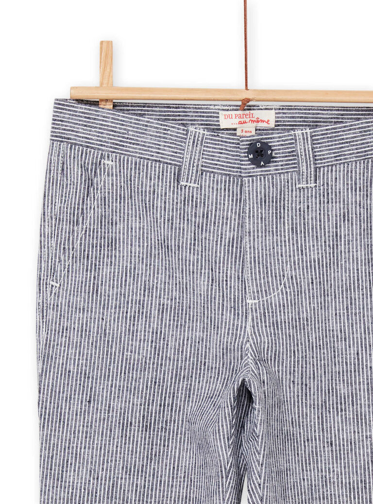 Pantalon en lin à imprimé rayures