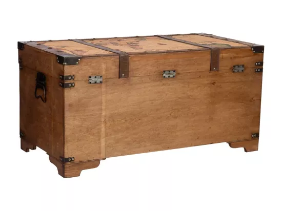 Coffre en bois marron 90x45x45,5