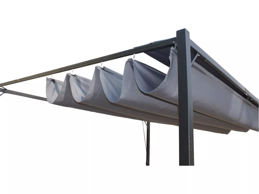 Pergola autoportante 3x4m avec toile en polyester gris TUSA