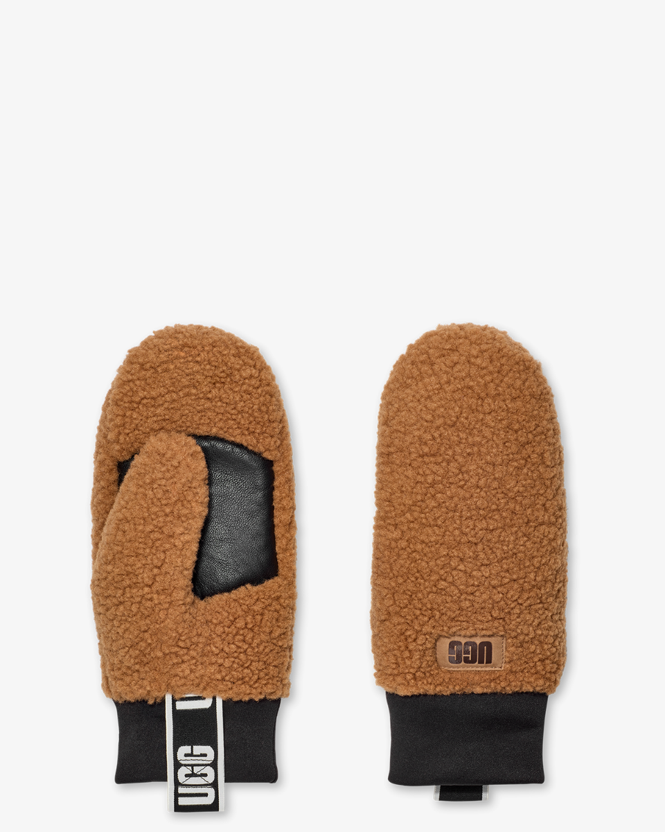 UGG Sherpa Mitten Logo Tape Chestnut Dameshandschoenen