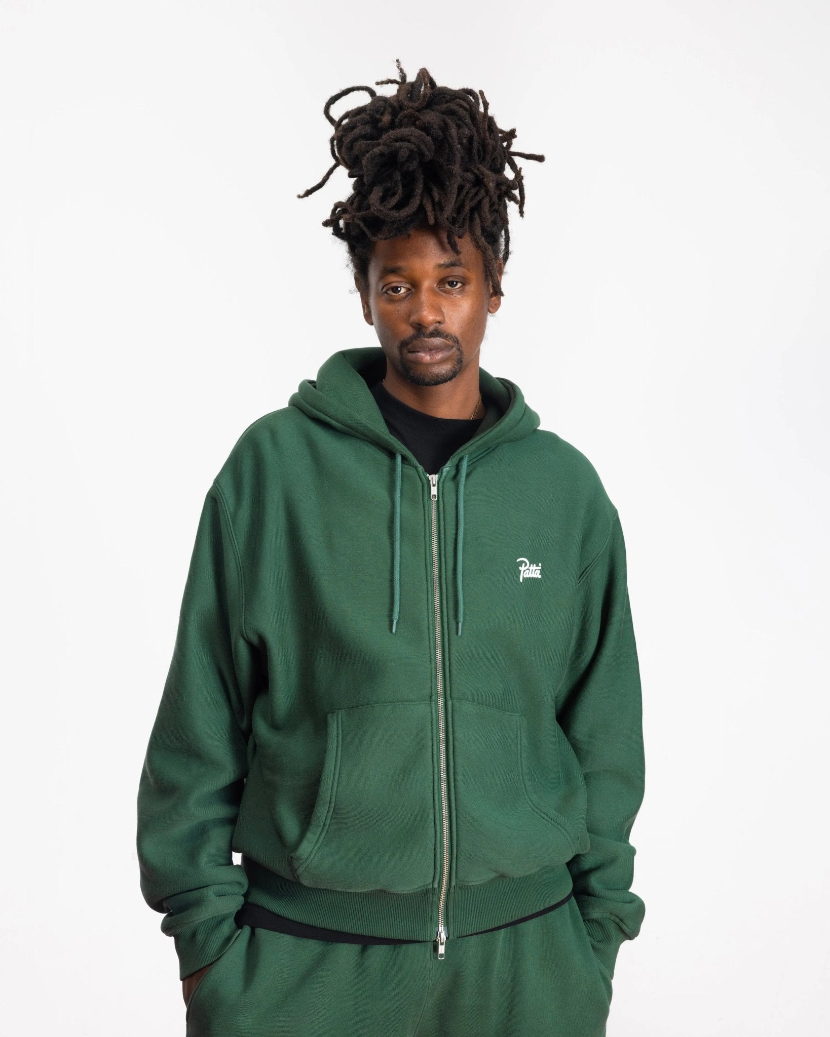 Patta Classic Zip Up Hooded Sweater (Bistro Green)