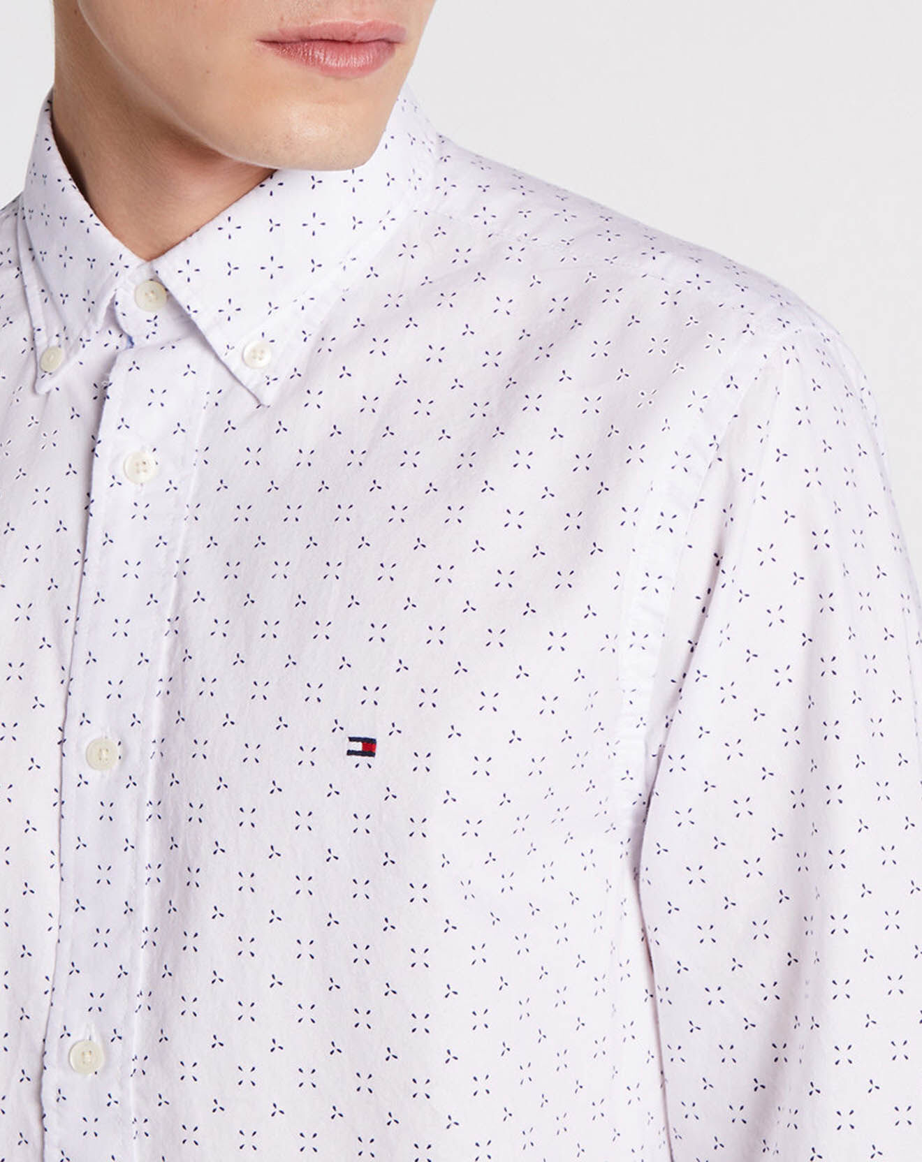 Tommy Hilfiger Chemise droite imprimée Géométrique bleu/blanc