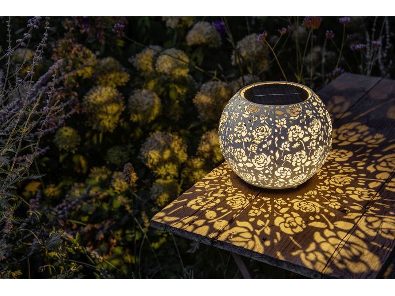STT Windlicht Solar Antic Ball Baccara Ø 30 cm, White Solarleuchte zum Aufstellen