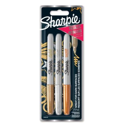Sharpie Metallic Gold, Silver and Bronze Fine Permanent Marker Set of 3