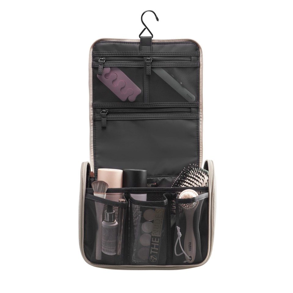 Gillian Jones - Organizer Cosmetic Bag Beige velour - Toilettaske