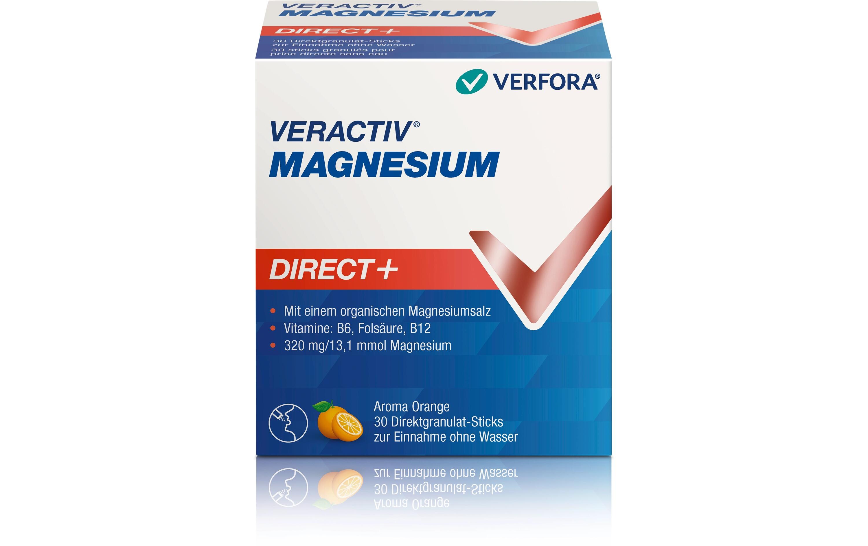 Magnesium Direct+ 30 SticksVeganes Nahrungsergänzungsmittel mit Magnesium