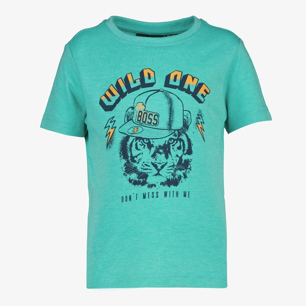 Unsigned jongens T-shirt groen met tijgerkop