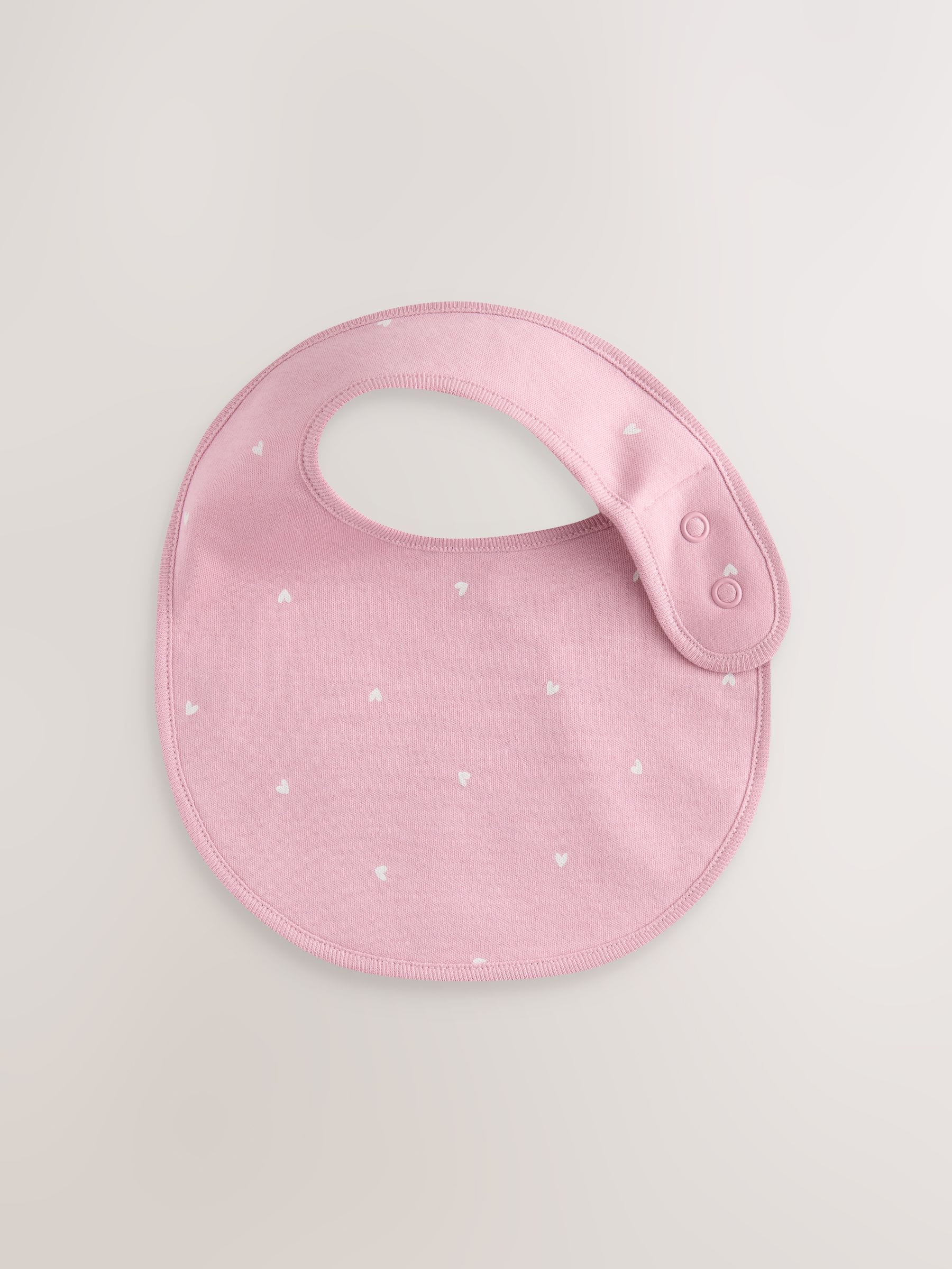 Roze met hartjesprint - Verpakking met 5 babyslabbetjes