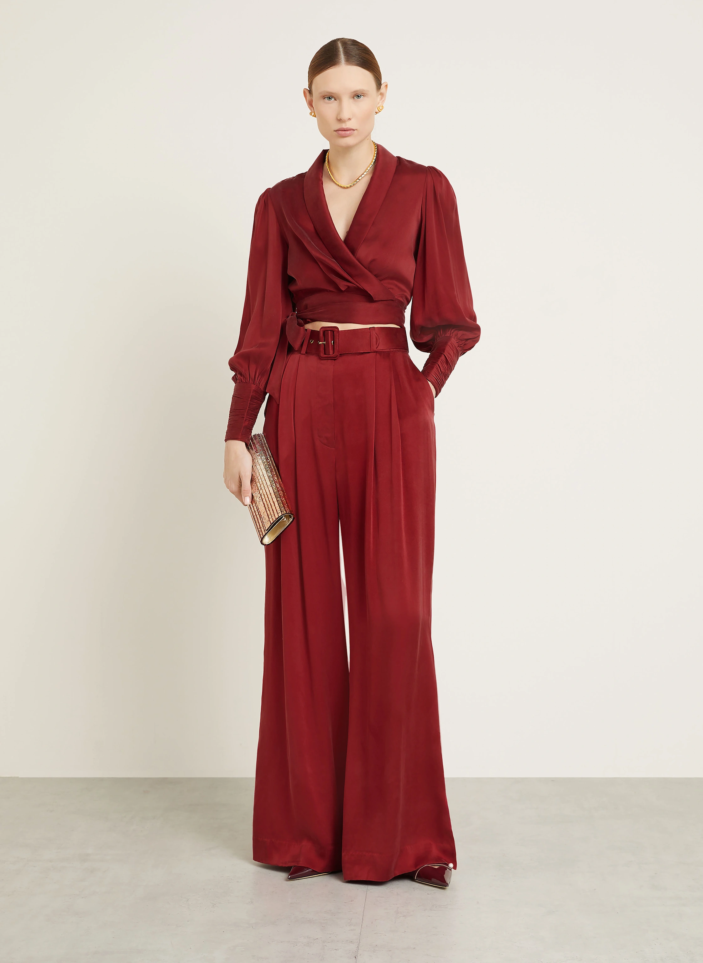ZIMMERMANN Satin-Marlenehose aus Seide