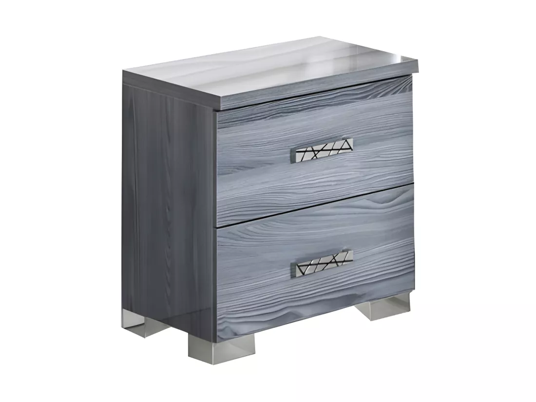 Chambre complète 160x200 gris/Simili cuir blanc à LEDs - FENY n°1