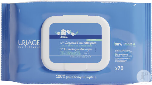 Uriage Bébé 1ères Lingettes Nettoyantes Ultra-Douces Visage Et Corps 70 Pièces