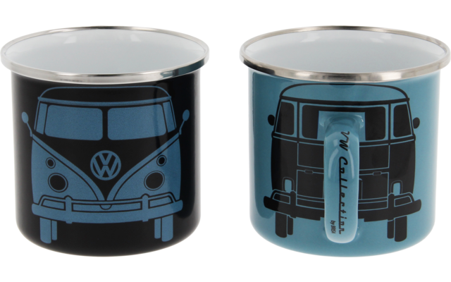 VW Collection T1 Bus Emaille Tassen Set 2 Stück 350 ml