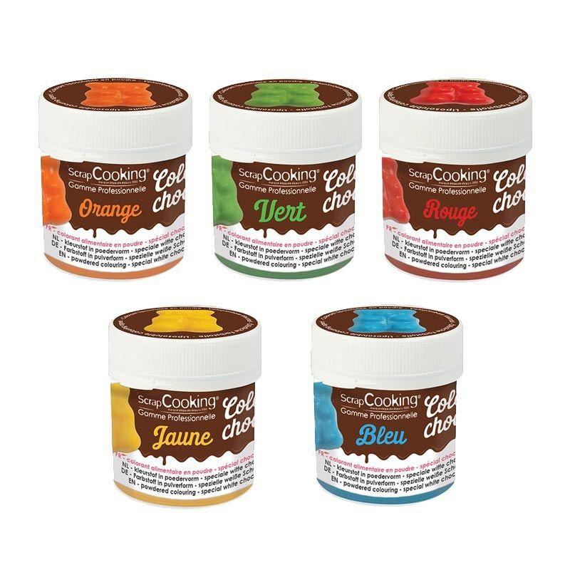 5 colorants alimentaires liposolubles - bleu-jaune-rouge-vert-orange S