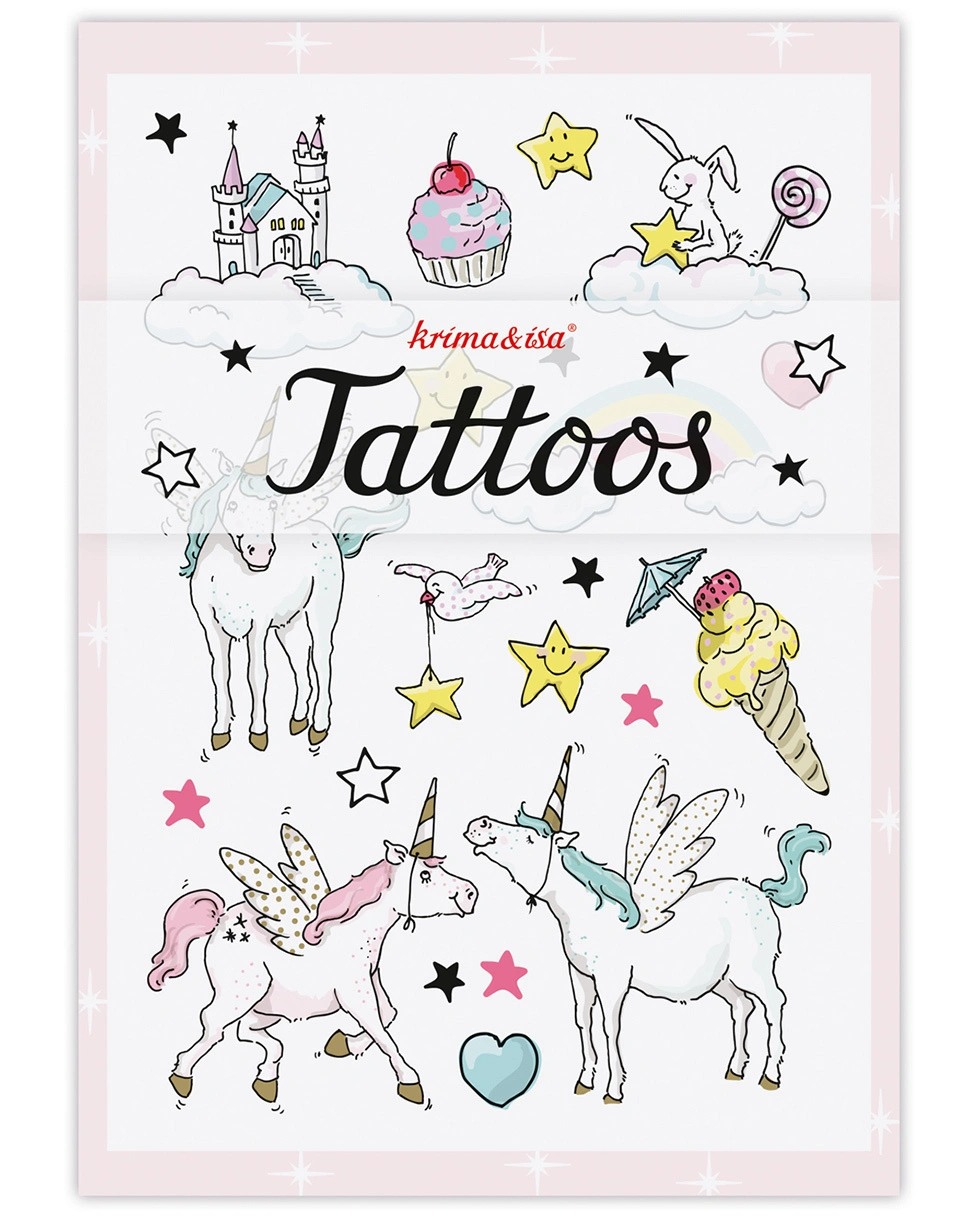 Klebetattoos EINHORN in bunt
