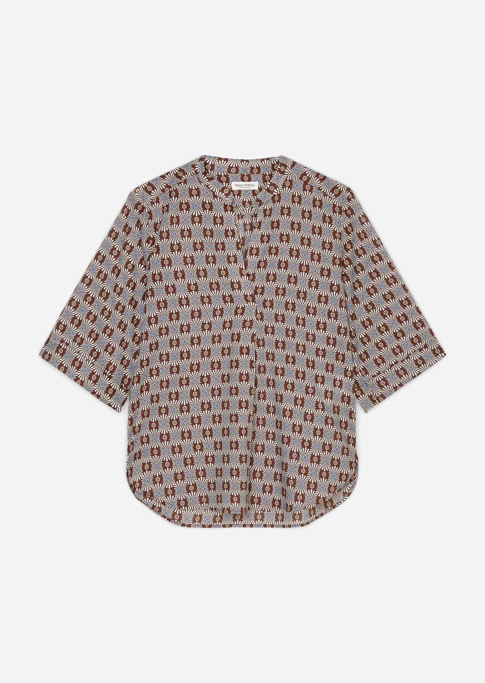 Gemusterte Tunika-Bluse regular aus leichtem Baumwolle-Voile