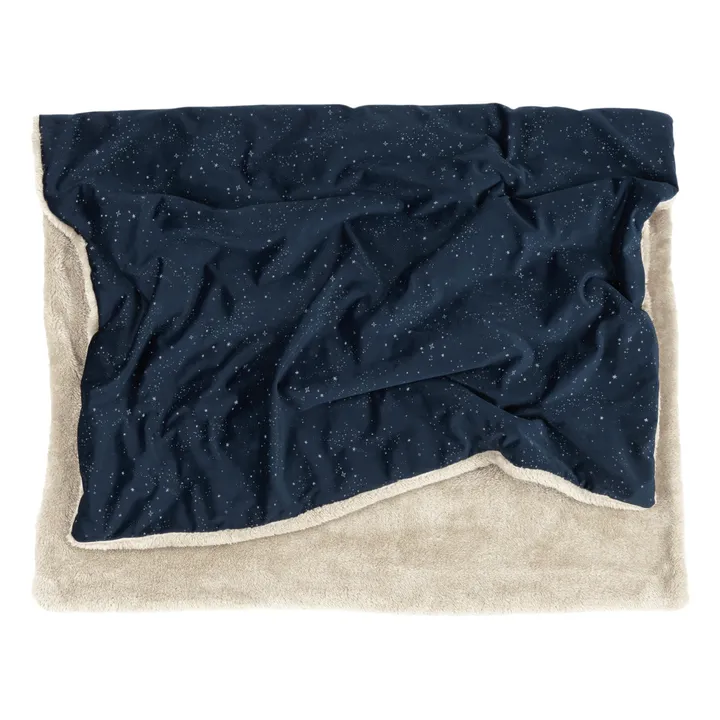 Nobodinoz Couverture matelassée en velours | Bleu nuit