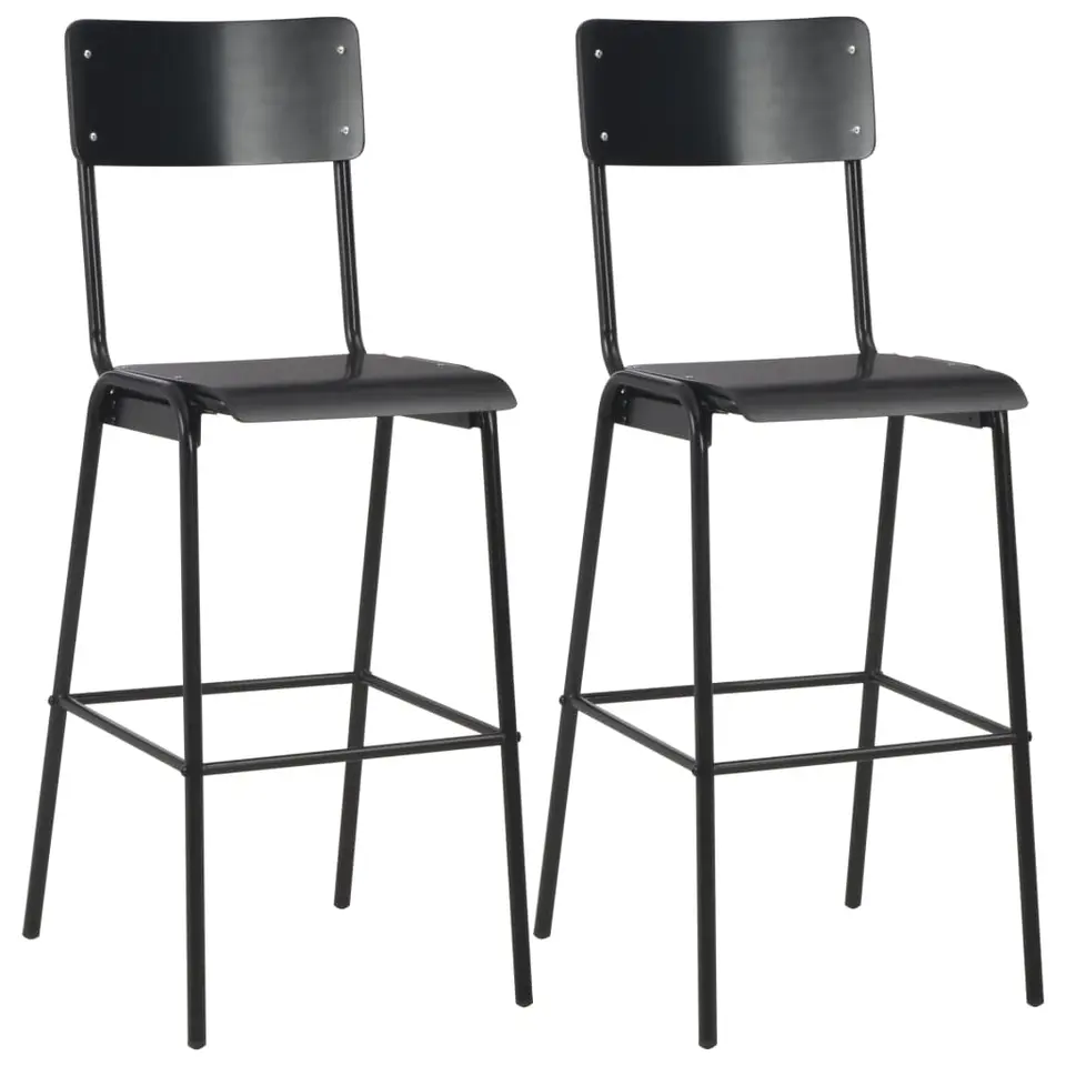 vidaXL - Barstoel - Zwart - Hout - 2 stuks