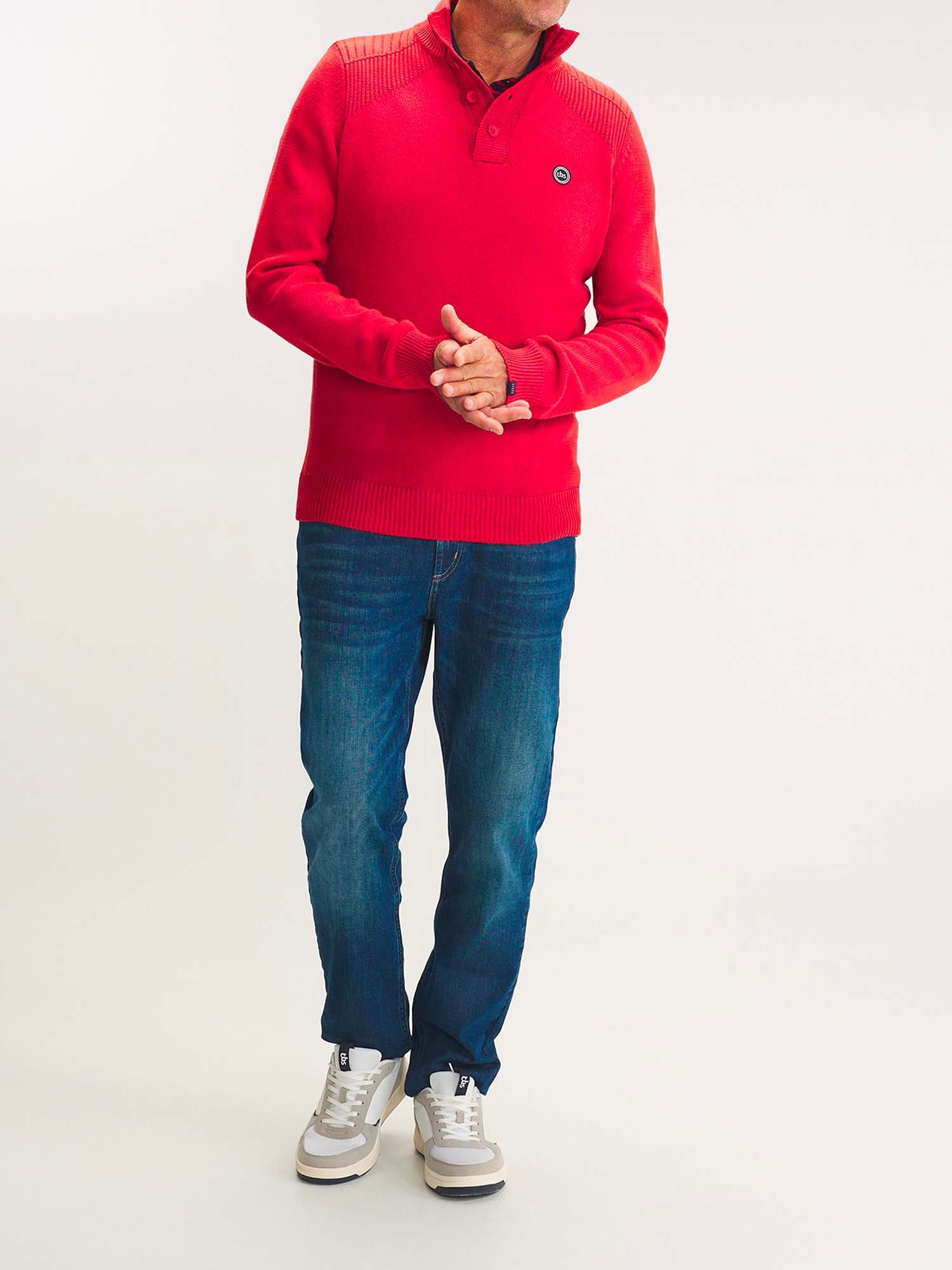 Pull Homme Col Camionneur Orange
