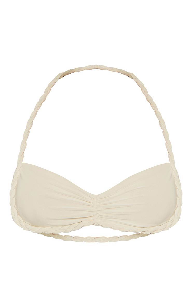 Crème Ensemble Coordonné Brassière À Détail Torsadé En Jersey Fluide