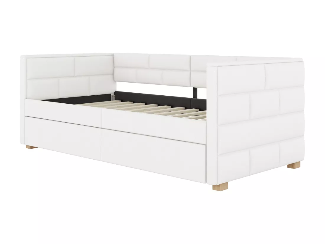 Lit banqueet avec lit gigogne 90x190/200cm - en tissu lin - Beige