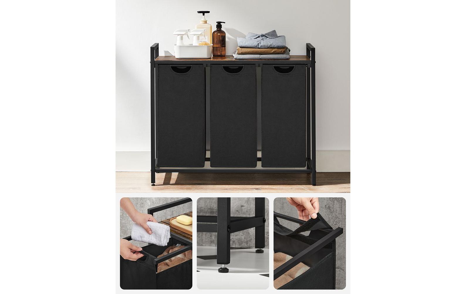 Wäschekorb 38 l, Braun/SchwarzWäschekorbsammler