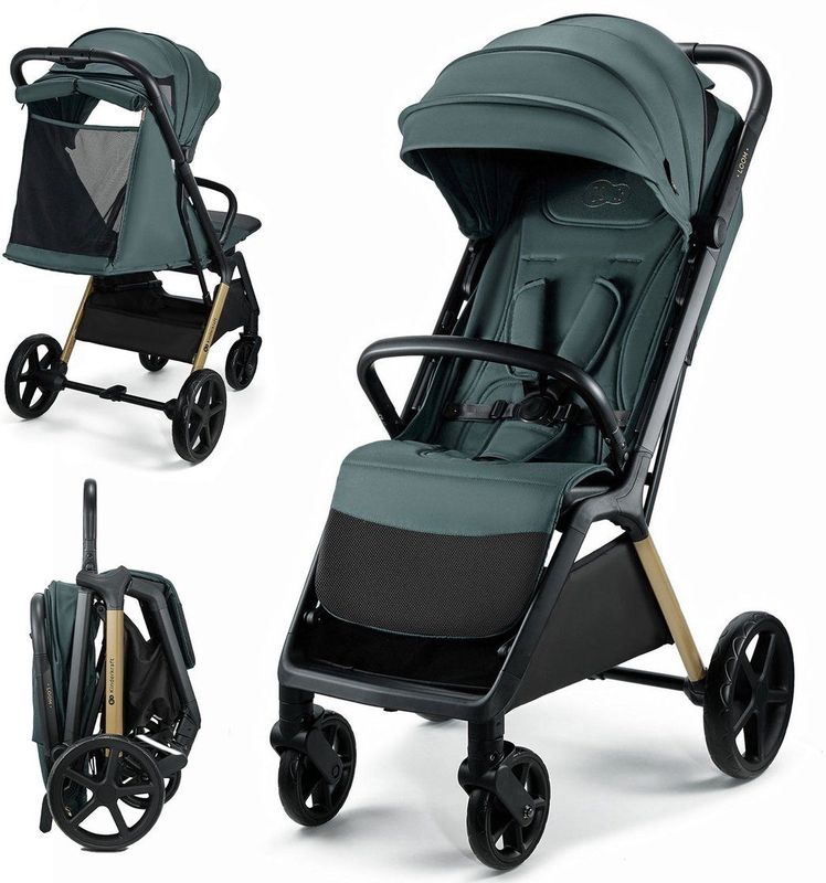 Kinderkraft - LOOM - Buggy - Lichtgewicht - Groen - Automatisch Inklapbaar - Wendbaar
