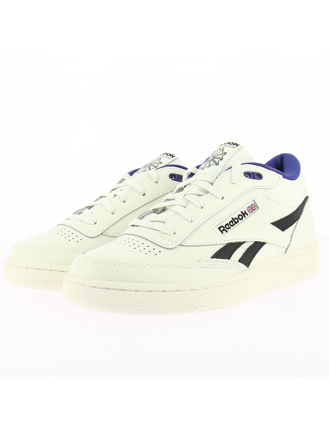 reebok sneakers mixte club c mid revenge cuir blanc/noir