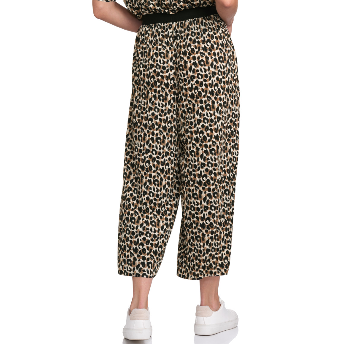 Gina Benotti Damen Plissee-Culotte im Leo-Look hellbraun / schwarz