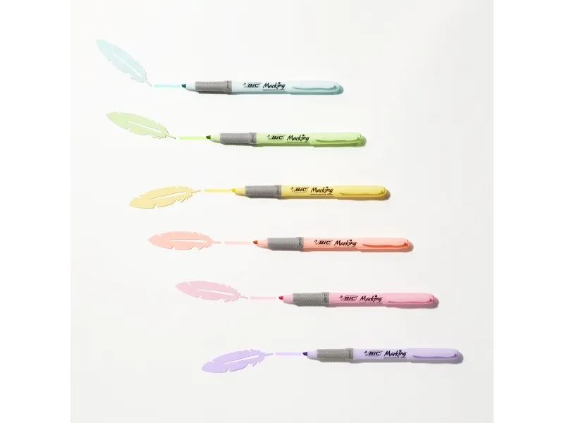 Overstregningspen BIC Highlighter Grip grøn med skrå spids - (12 stk.)