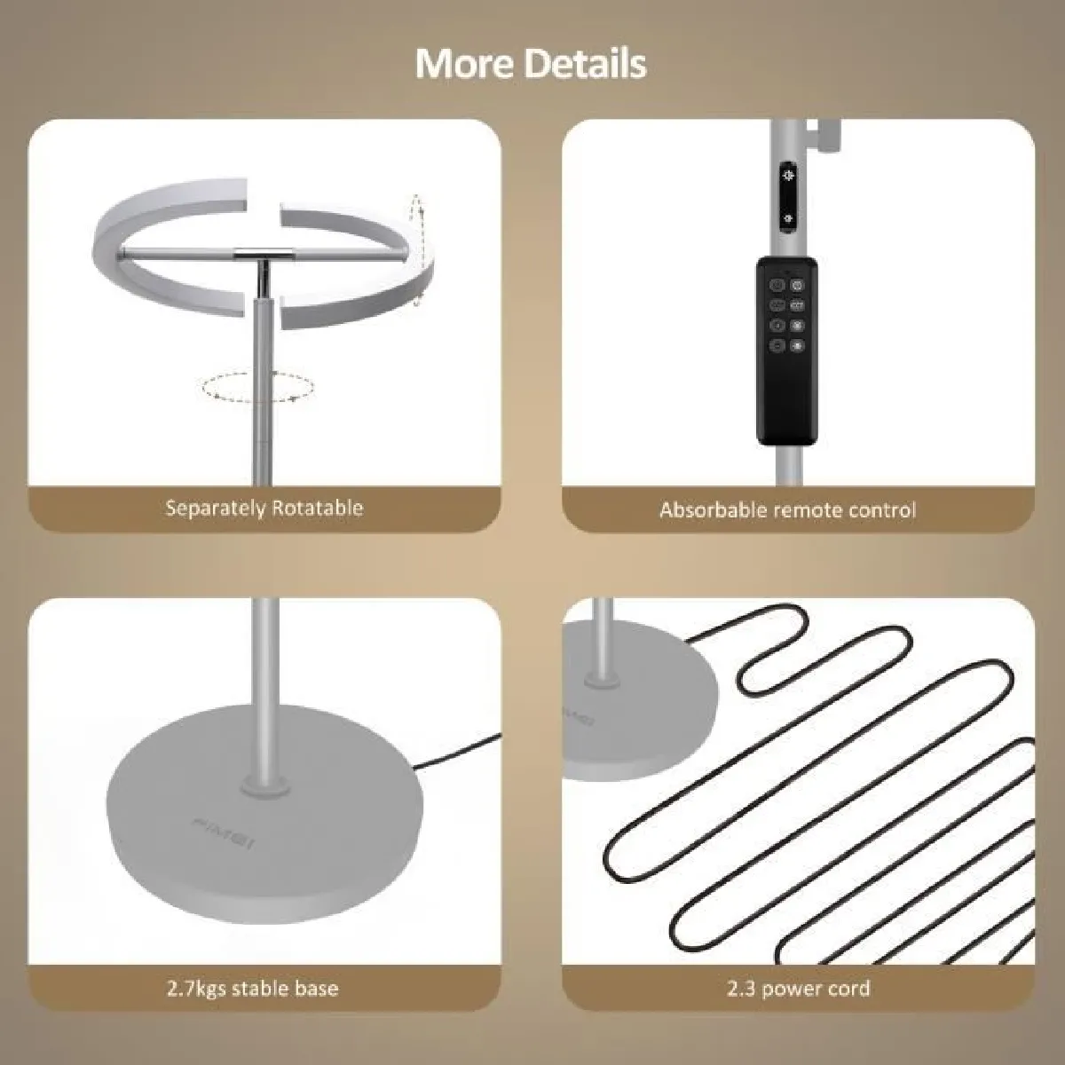 FIMEI Lampadaire LED - Gris