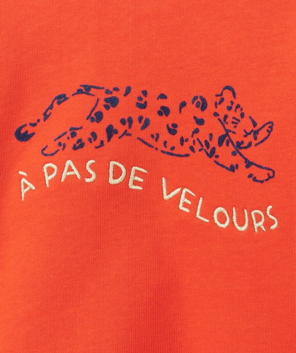 SWEAT BÉBÉ FILLE EN COTON BIO ROUGE AVEC TIGRE DOUX